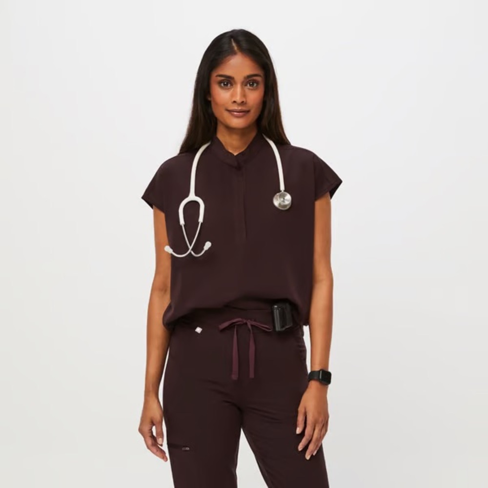 FIGS Espresso Rafaela Scrub Top XS